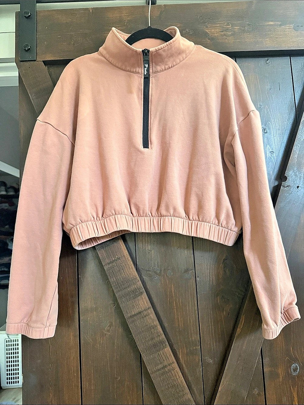 Ptula Pink Cropped Quarter-Zip Pullover